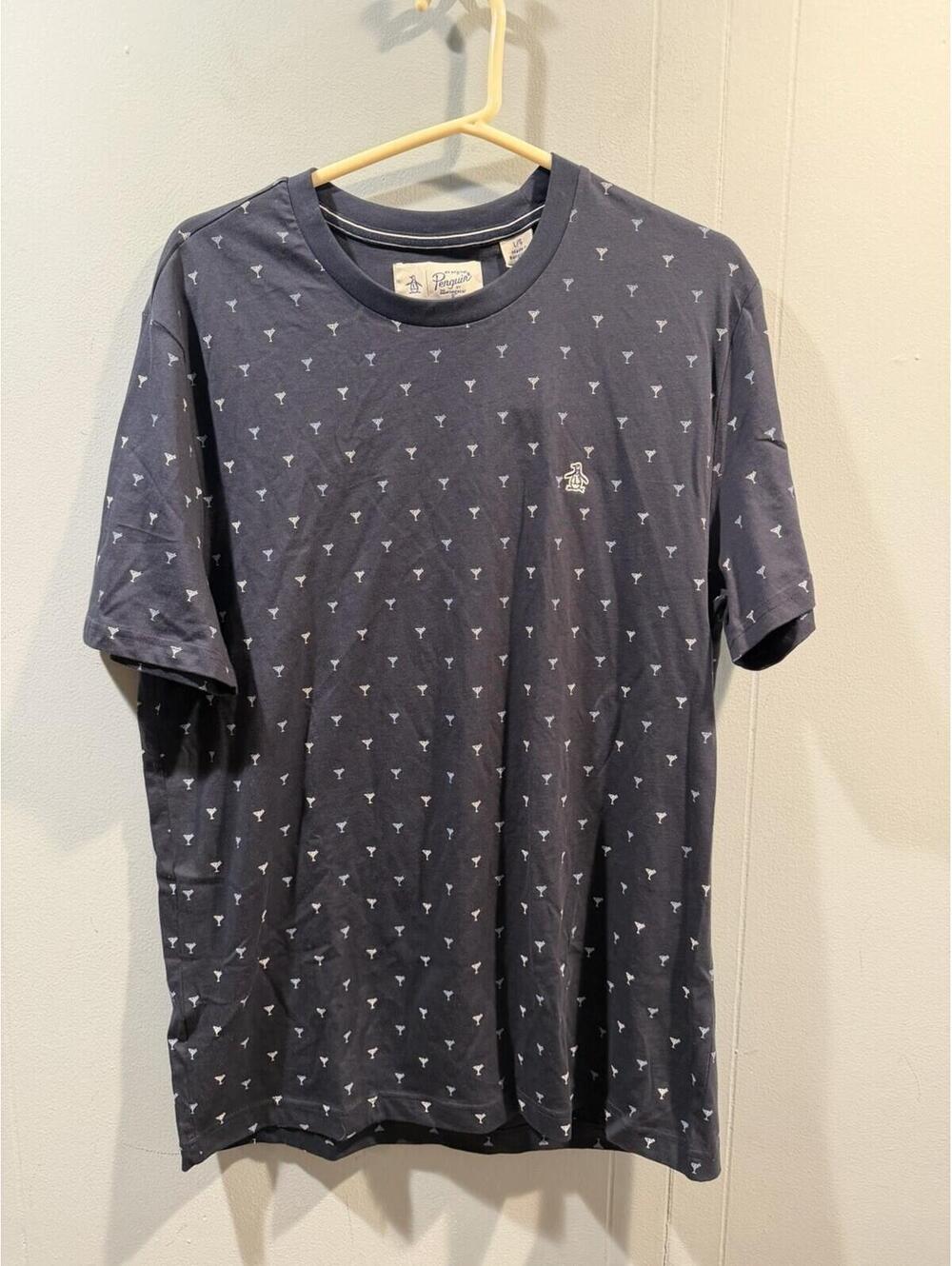 New Mens Penguin T Shirt Short Sleeves Size Large Blue